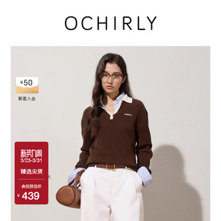 100%美丽诺羊毛polo毛衣春 OCHIRLY欧时力 奚梦瑶同款