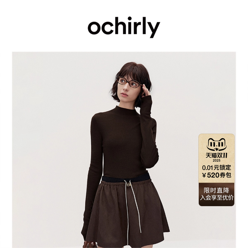 【可机洗100%美丽诺羊毛】OCHIRLY欧时力进口120支毛衣25秋冬