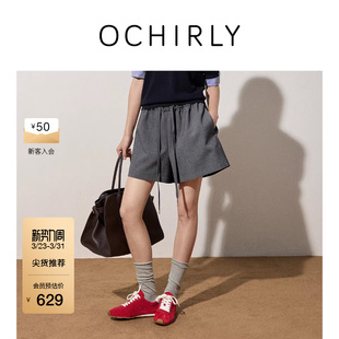 子女休闲宽松显瘦春装 裤 弹力抽绳直筒短裤 OCHIRLY欧时力