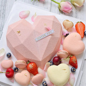 520蛋糕装 饰甜点钻石爱心形状慕斯硅胶模具桃心巧克力烘焙磨具