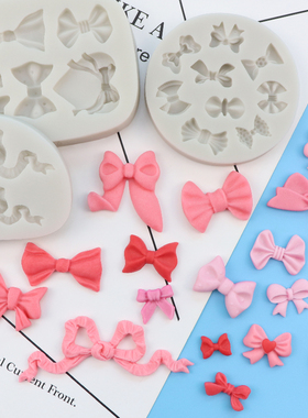 蝴蝶结翻糖巧克力硅胶模具diy烘焙自制蛋糕装饰配件粘土滴胶模具