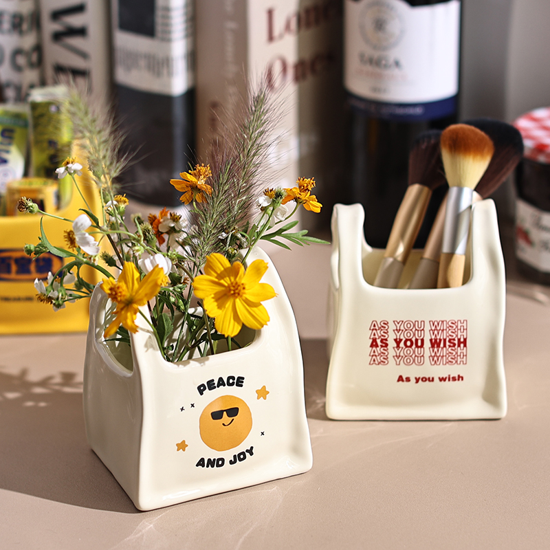 原创笑脸陶瓷筷子筒餐具收纳筒