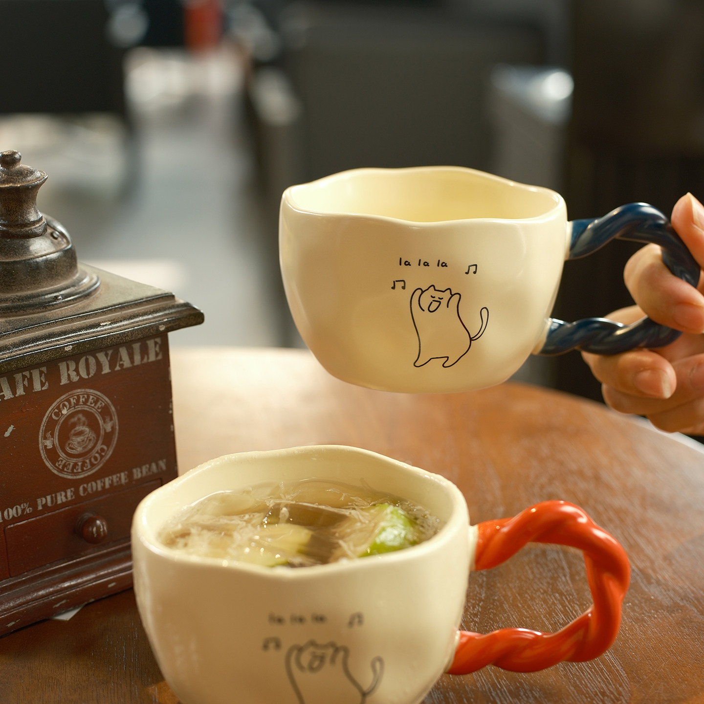 原创简笔画小猫陶瓷马克杯情侣杯早餐咖啡杯子创意可爱喝水杯礼物