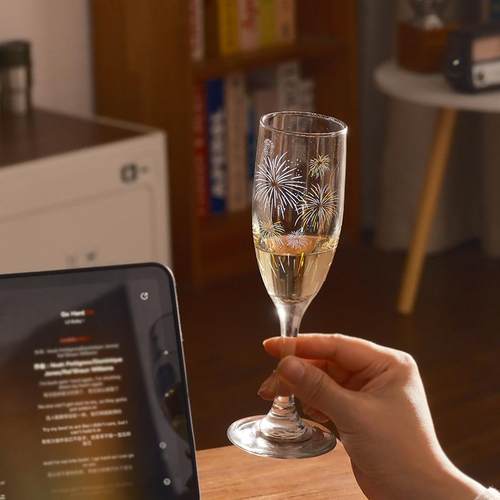 原创烟花玻璃香槟杯高脚杯