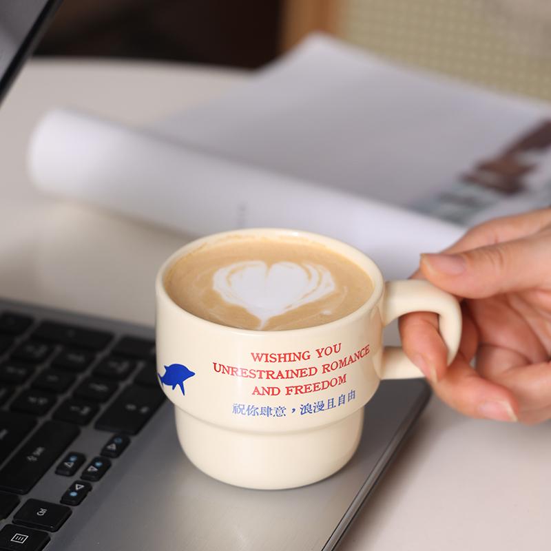原创飞鸟陶瓷咖啡杯牛奶拿铁杯