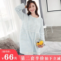 Phụ nữ mang thai cho con bú quần áo đồ ngủ mùa thu và mùa đông tháng quần áo cotton ấm mùa đông chần bông sau sinh dịch vụ nhà phù hợp - Giải trí mặc / Mum mặc đầm bầu sang chảnh