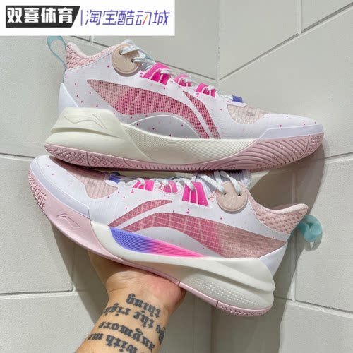 李宁音速10TEAM2026新款夏实战中帮减震透气樱花系运动鞋ABPS015