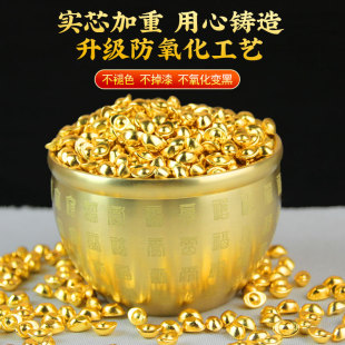 实心黄铜沙金迷你小元宝聚宝盆装饰品聚宝盆合金元宝小摆件工艺品