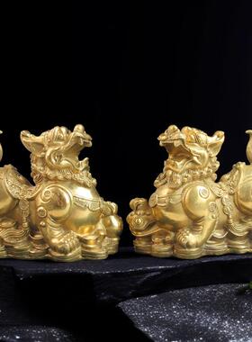 纯铜貔貅摆件公母一对