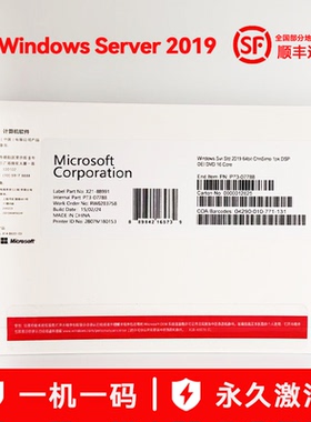 正版Windows Server 2019服务器标准版中英文DVD OEM在线联网激活
