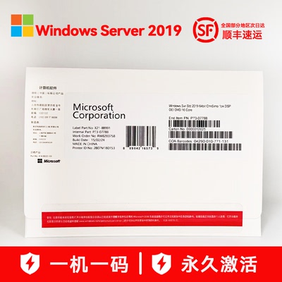 正版Windows Server 2019服务器标准版中英文DVD OEM在线联网激活