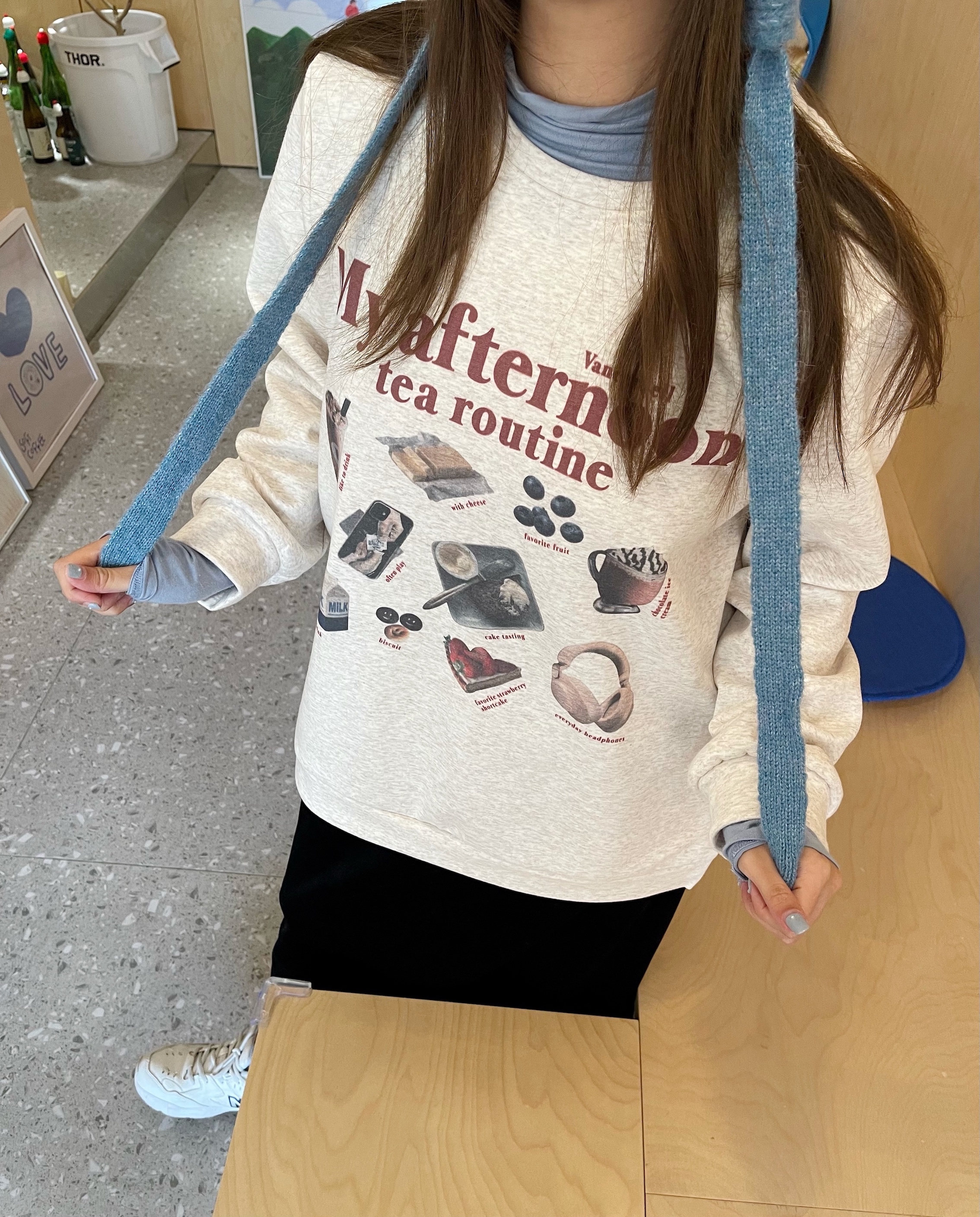 卫衣正肩圆领加绒长款