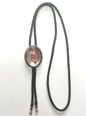 透明时光宝石项链轻女T-shit配饰圆形合金白色麦穗托手工毛衣链1