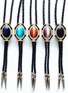 情侣项链男士黑色猫眼石镀金银