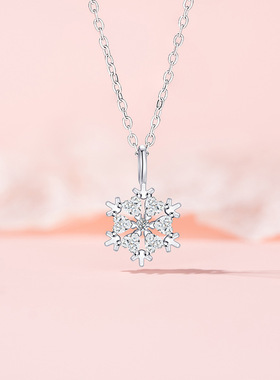 S925纯银雪花项链女款小众设计感锁骨链礼物雪花项链小众纯银项链