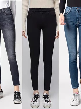美国代购 MOTHER冬季高腰九分束腿经典百搭提臀显瘦小脚牛仔裤 女