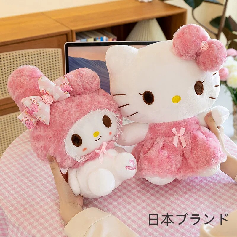 日本限定正版玫瑰helloKitty毛绒玩具美乐蒂玩偶公仔kt凯蒂猫礼物