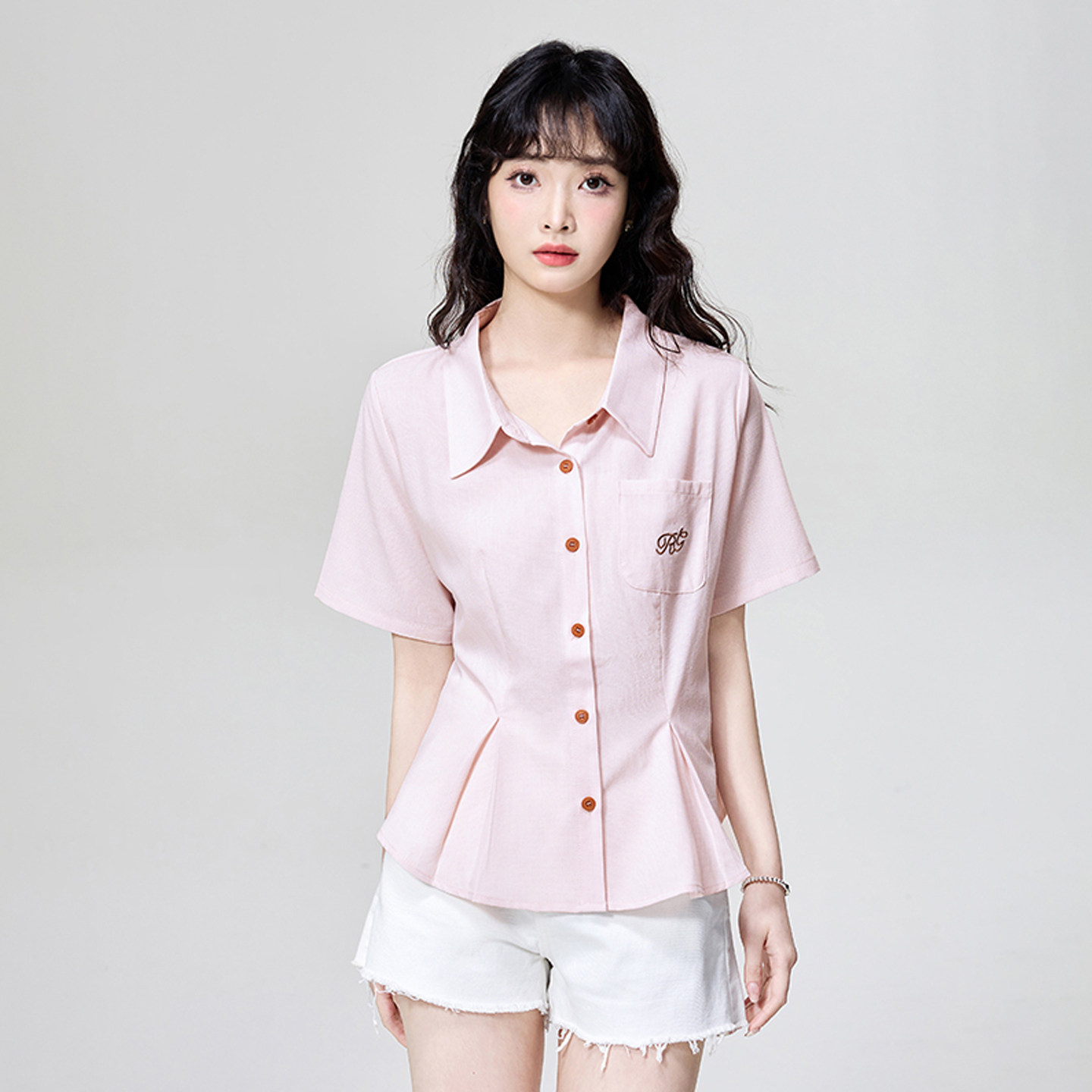 设计感后背绑带衬衫女夏季新款高级收腰小衫气质清新通勤短袖上衣