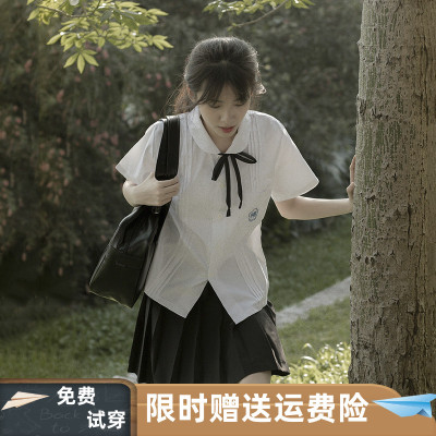 短袖娃娃领jk白衬衫女2024夏季款