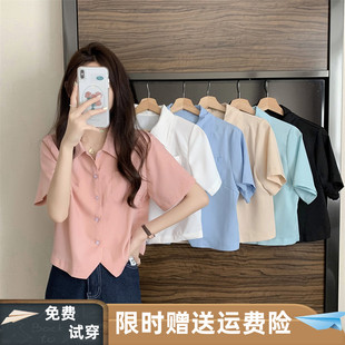 設計感小眾襯衫 2025夏季 新款 韓版 襯衣 女可甜可鹽溫柔氣質純色短袖