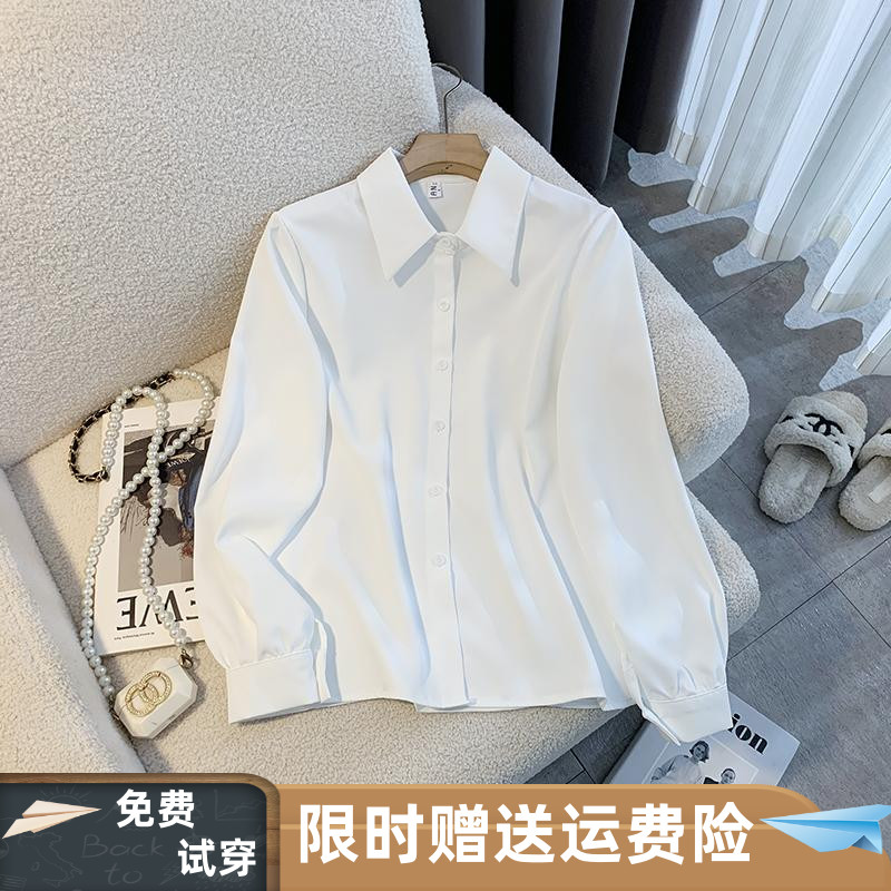 学院风宽松白色衬衫女2025春秋