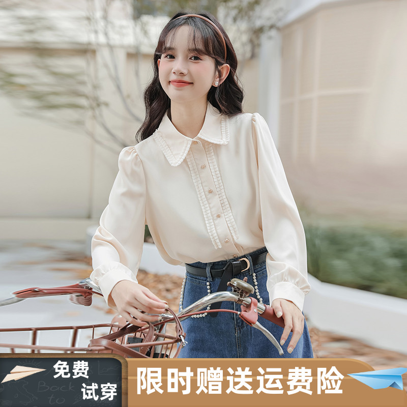长袖衬衫女2024春新款设计感宽松