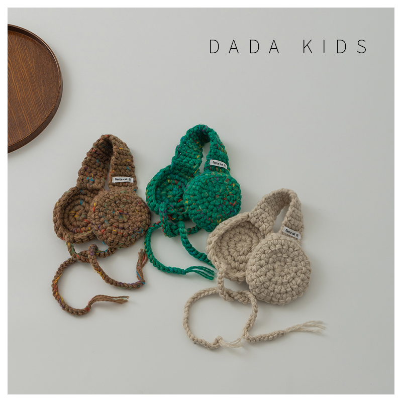 ins风儿童秋冬保暖耳套男女童手工针织户外保暖耳罩复古毛线耳包