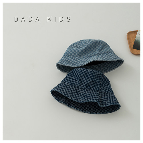 儿童帽子牛仔宽檐复古水洗渔夫帽