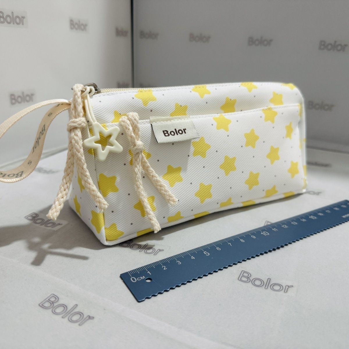 【Bolor正品】奶黄星点学生笔袋日系小众文具收纳大容量清新笔袋