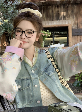 现货爆款 2025春季牛仔拼接外套2C098-812P130K188