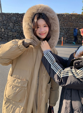 【独家新品】 90绒长款大毛领设计口袋羽绒服298-w309-p375-k558