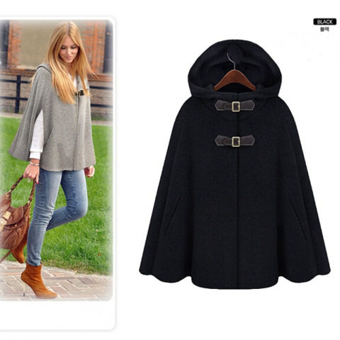 冬羊绒欧美ebay速卖通外套亚马逊外贸时尚披肩毛呢连帽斗篷街头女