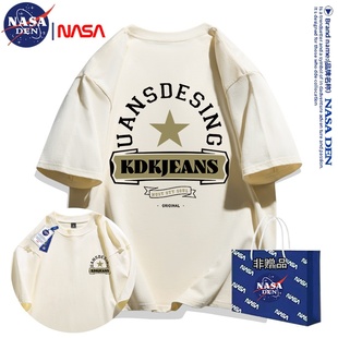 休闲宽松百搭五分袖 时尚 T恤男女款 NASA联名日系复古重磅纯棉短袖