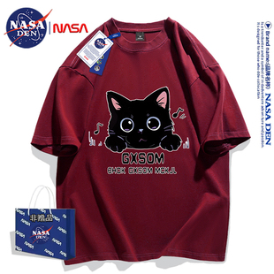 纯棉短袖 印花五分袖 t恤男女款 重磅圆领新款 上衣 夏季 NASA联名美式