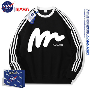 简约宽松百搭三条杠上衣 时尚 NASA联名日系休闲重磅长袖 卫衣男女款