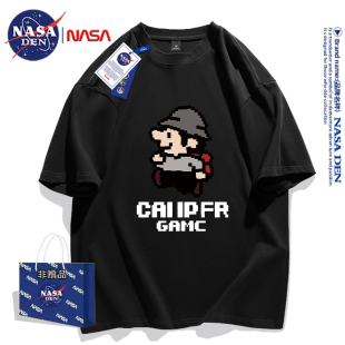 简约五分袖 NASA联名美式 2026年夏季 T恤男女款 服 复古重磅纯棉短袖