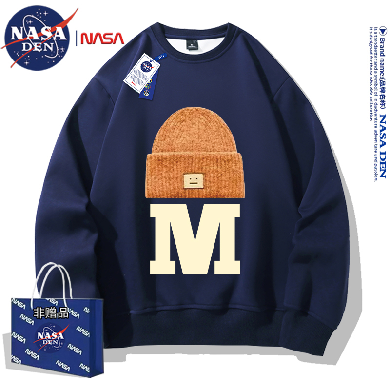 NASA联名2024落肩袖潮牌卫衣男士vintage秋冬季潮流百搭青年长袖