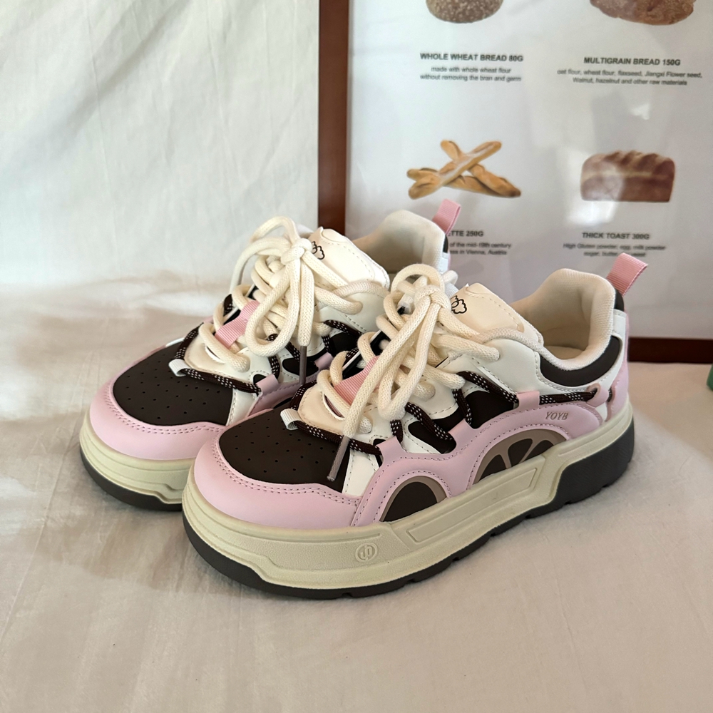 林先叁 2025新款厚底休闲运动滑板鞋子ins潮流百搭面包鞋女