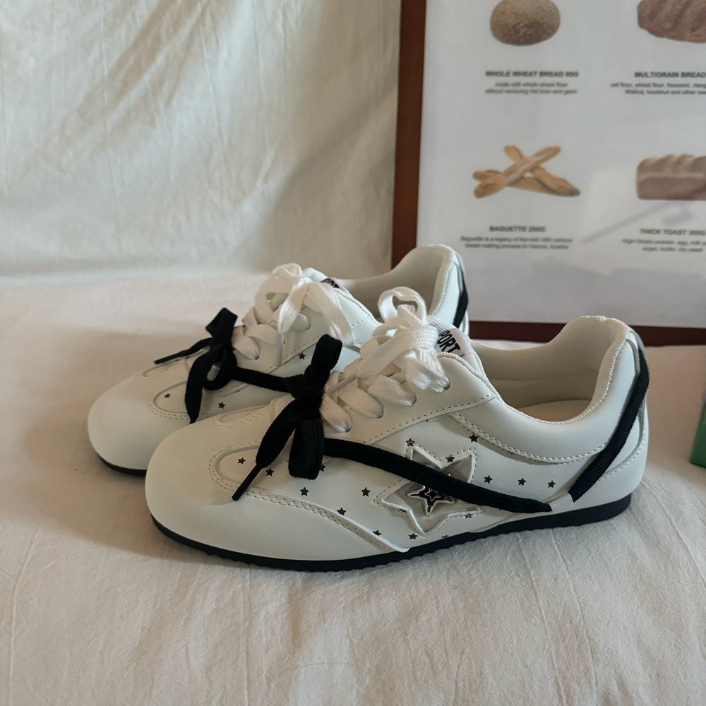 林先叁 复古德训鞋女春季新款蝴蝶结白色星星装饰百搭休闲板鞋潮,女鞋,休闲板鞋,淘宝优惠券,粉丝福利购,淘宝优惠卷