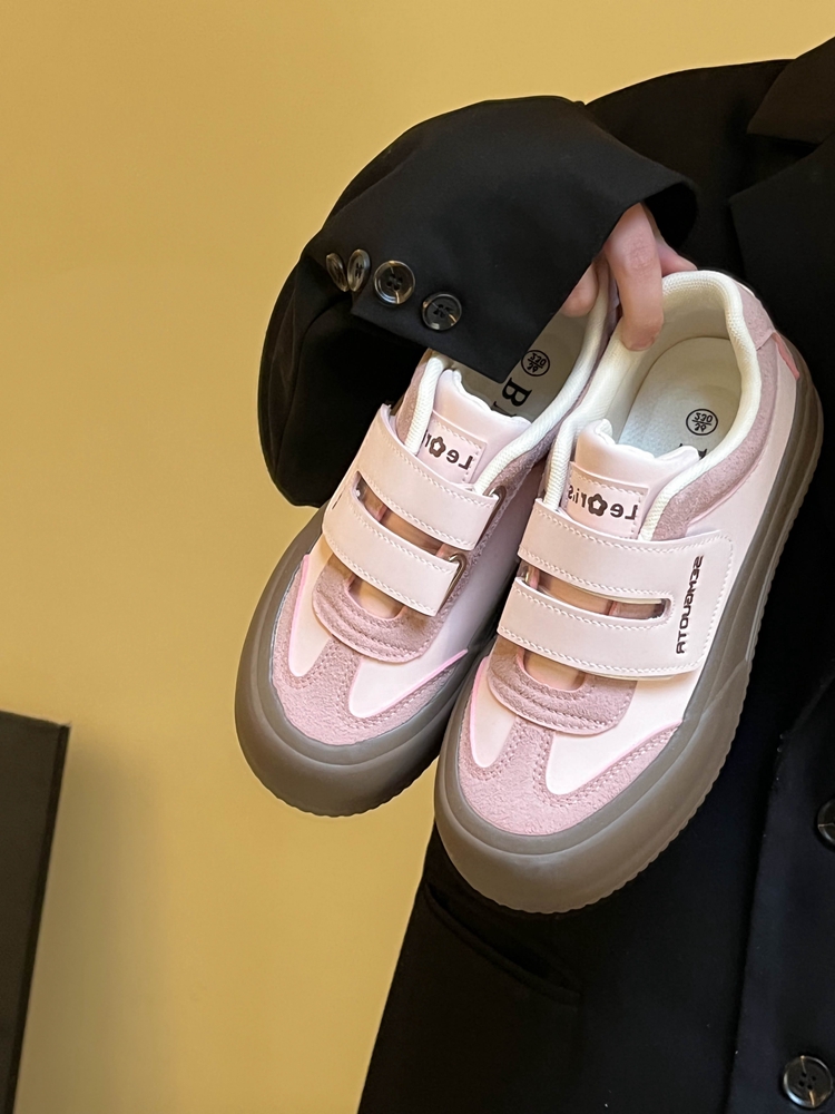 林先叁魔术贴厚底板鞋女