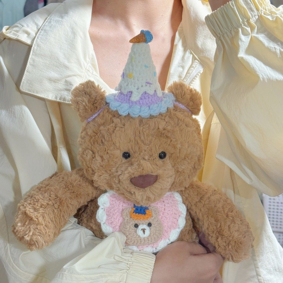 巴塞罗那熊衣服纯手工围脖着替jellycat玩偶衣服口水巾莉娜熊饰品