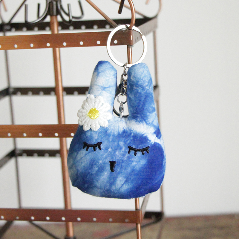 云南大理民族风手工扎染布艺可爱小兔子钥匙扣布偶挂件文创礼品