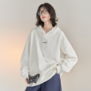 宽松帽衫 连帽卫衣女春秋款 中性风运动上衣 基础款 万有引力博物馆