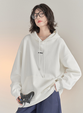 万有引力博物馆 基础款连帽卫衣女春秋款宽松帽衫中性风运动上衣