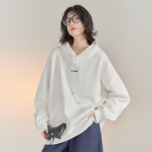 宽松帽衫 连帽卫衣女春秋款 中性风运动上衣 基础款 万有引力博物馆