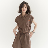 2025年新款 万有引力博物馆 宽松上衣 无袖 T恤女夏季 POLO领无袖 短款