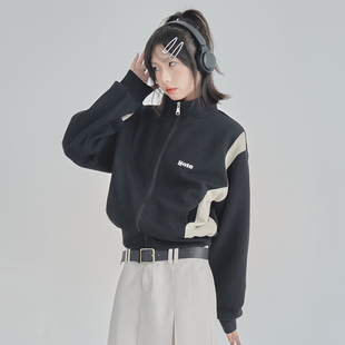 宽松上衣夹克K 2022年新款 万有引力博物馆 拼接撞色立领外套女秋季