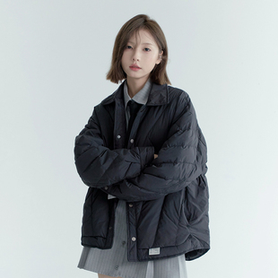 冬装 万有引力博物馆翻领 轻薄款 羽绒服女冬季 白鸭绒外套 纯色短款