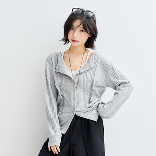 宽松慵懒风外搭秋装 万有引力博物馆 女春秋款 针织衫 上衣 纯色开衫