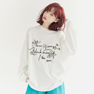 2023新款 T恤女秋季 宽松圆领早秋上衣 字母印花长袖 万有引力博物馆